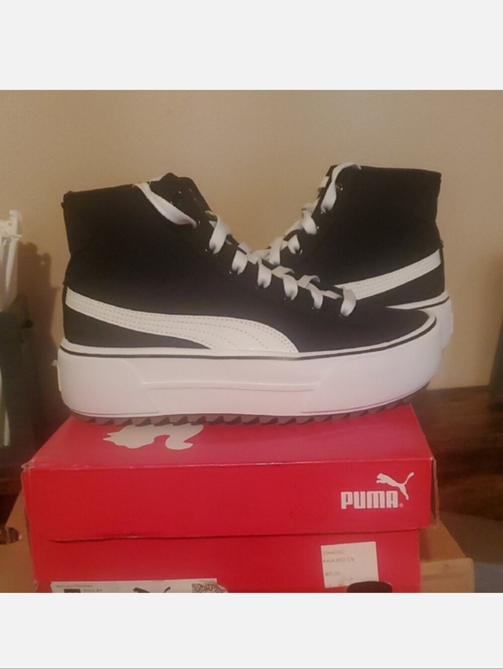 PUMA Kids Black & White Platform High-Top Sneakers